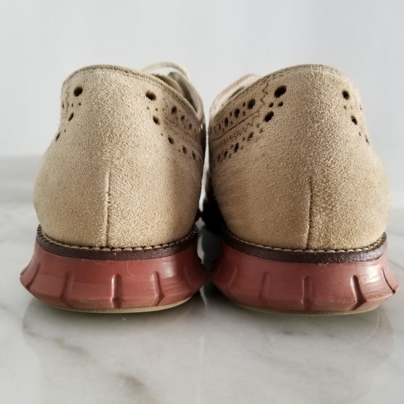 COLE HAAN ZEROGRAND Wing-Tip Oxford Beige Red Mens - Picture 3 of 8
